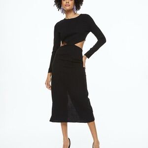 H&M Black Long Sleeve Cutout Midi Dress